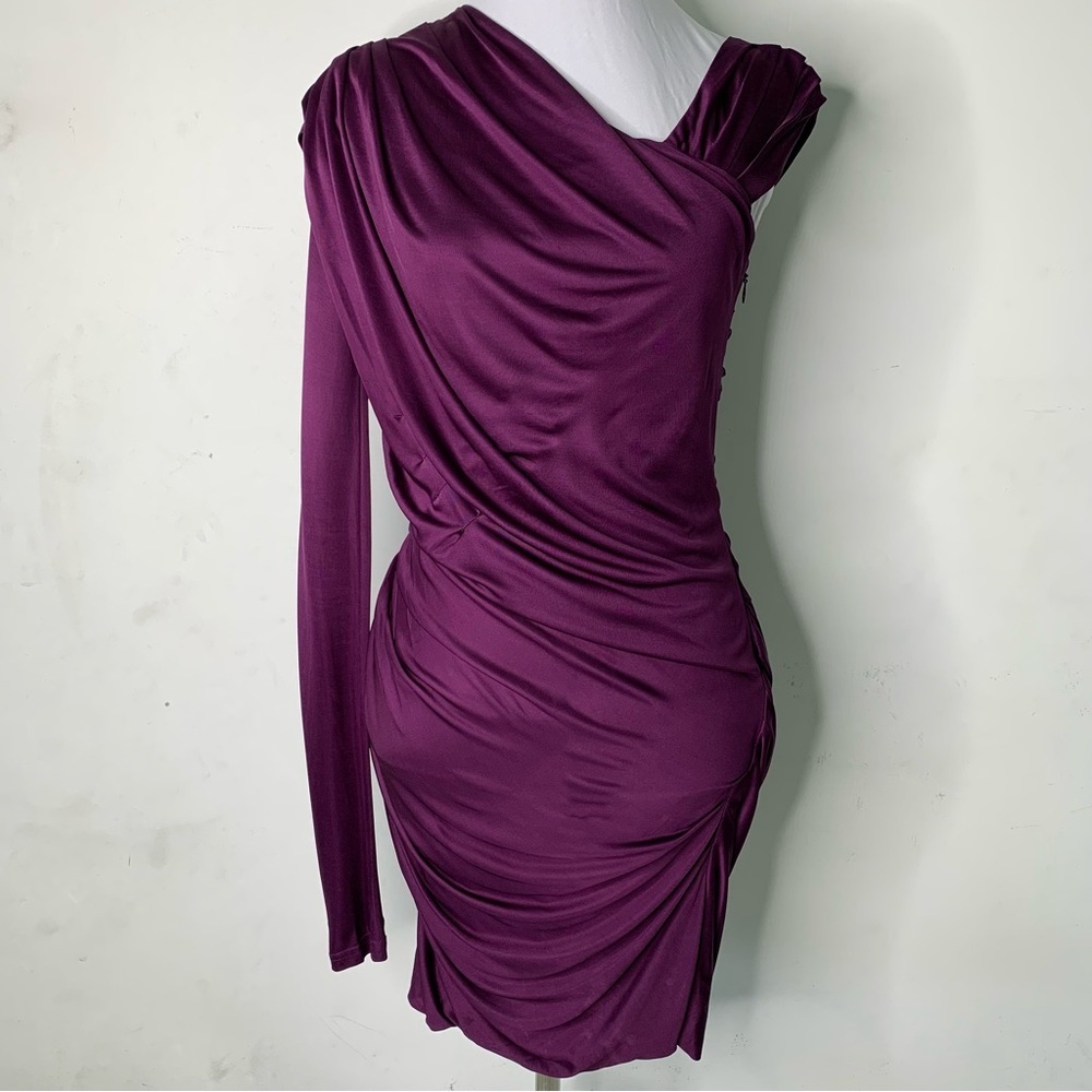 Alexander Wang Women's Long Sleeve Goddess Purple Dress Size 0 Gossip Girl - Picture 2 of 16